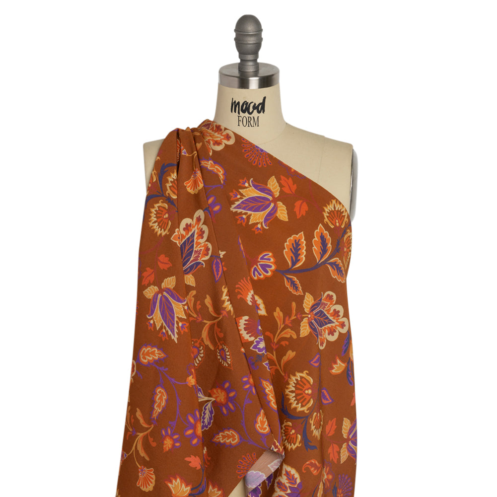 Mood Exclusive Brown Nutmeg Meadow Sustainable Viscose and Polyester Twill - Joann Fabrics
