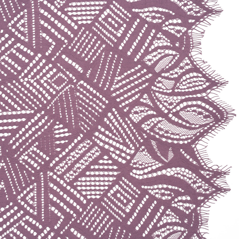 Raschel Lace with Organic Finished Edges - Amethyst Geometry and Leaves - Joann Fabrics