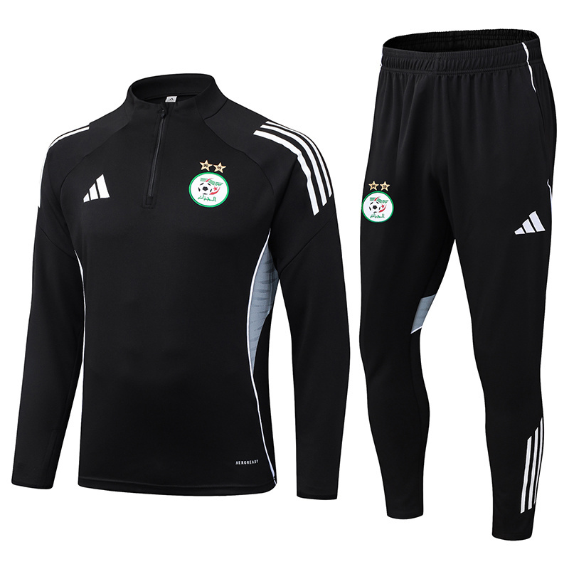 2025/2026 Algeria National Team Half-Pull Training Suit Black Shirt 1:1 Thai Quality Set