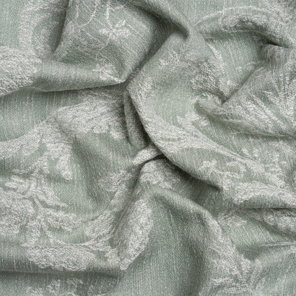 Polyester and Cotton Jacquard - Gray Green Scrolls and Leaves - British Imported - Joann Fabrics