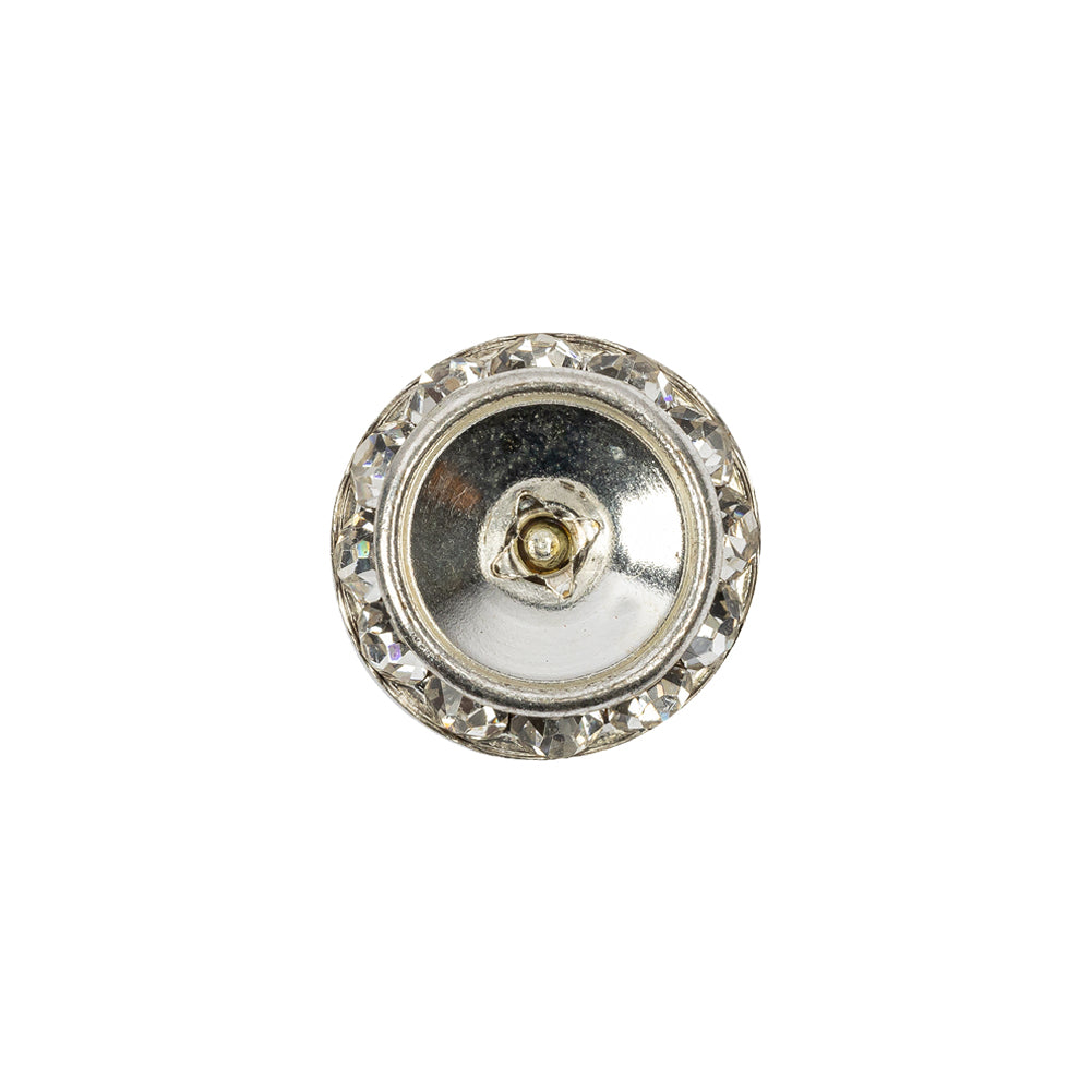 Vintage Crystal Rhinestones and Silver Metal Shank Back Button With No Center - 24L/15mm - Joann Fabrics