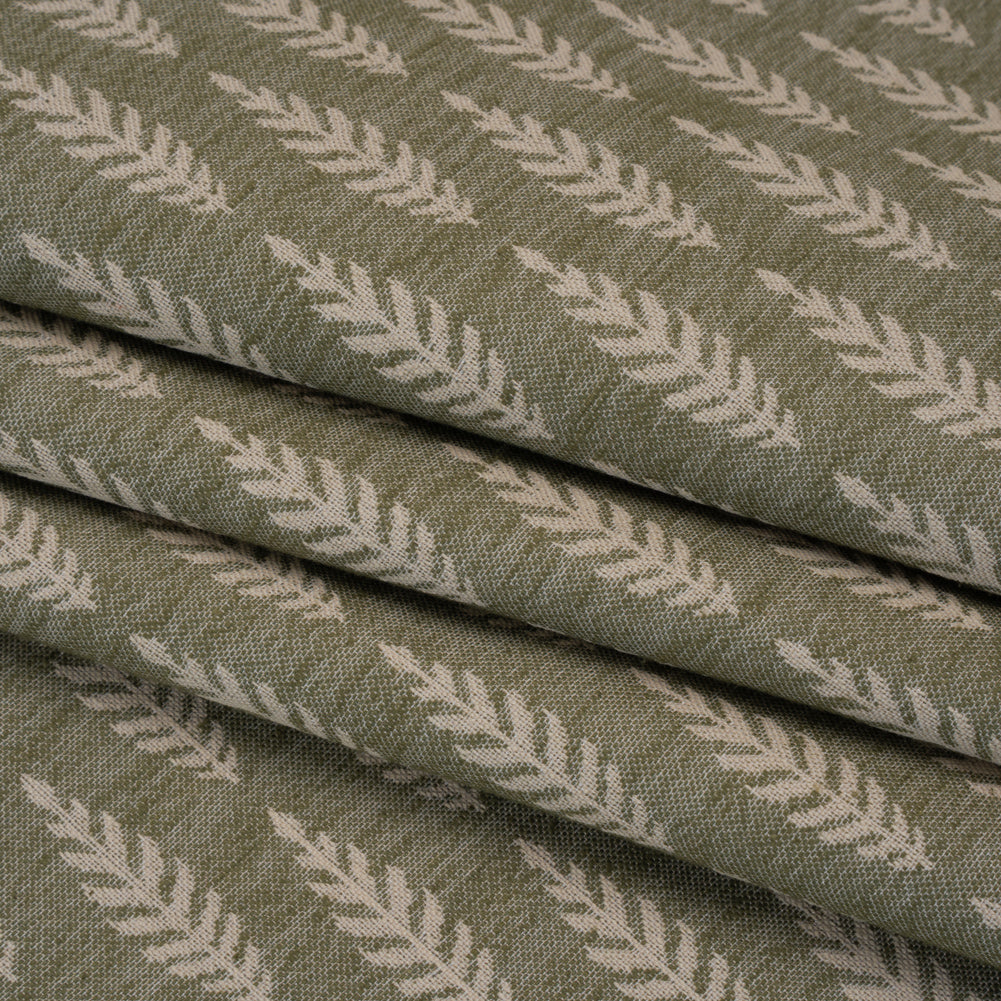 Recycled Polyester and Cotton Jacquard - Olive Lines of Leaves - British Imported - Joann Fabrics