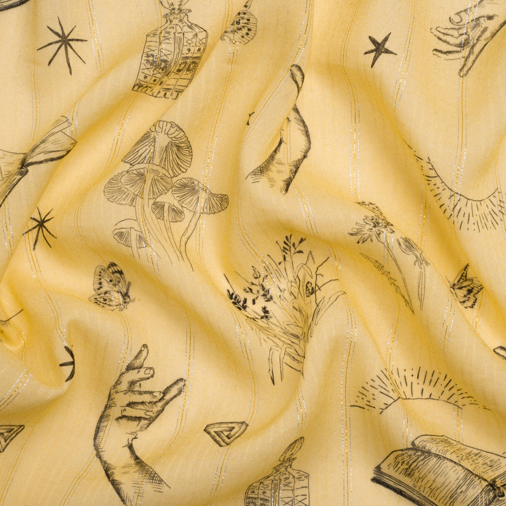 Mood Exclusive Yellow For Faustus Metallic Pinstriped Viscose Dobby - Joann Fabrics