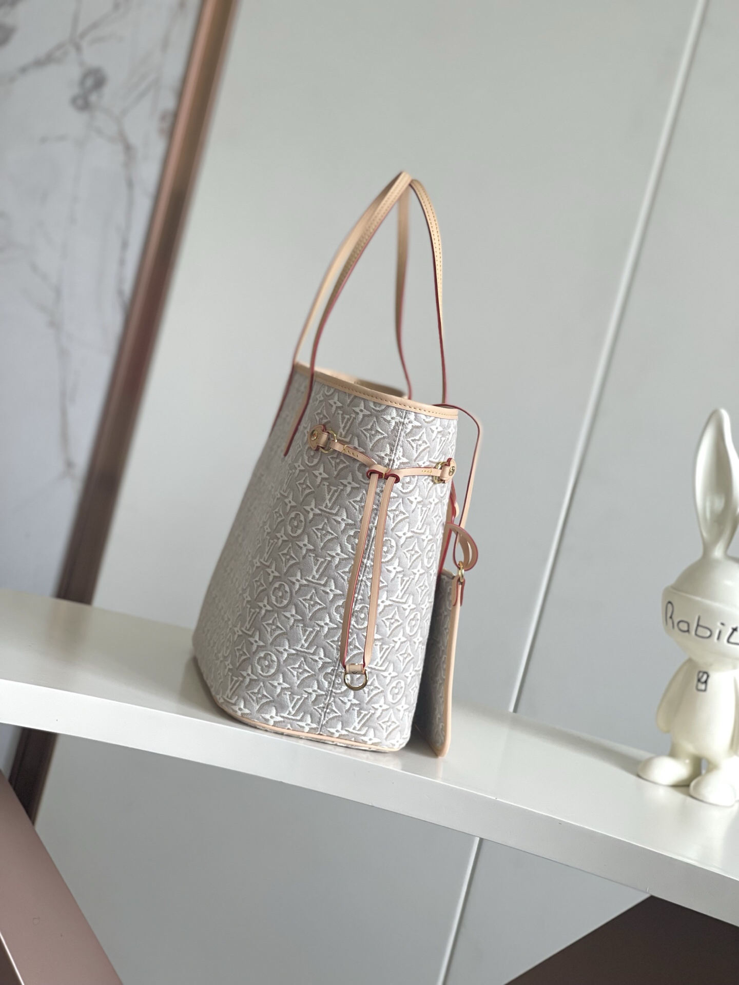 Louis Vuitton New [Neverfull MM Handbag] M2A381 White Jacquard