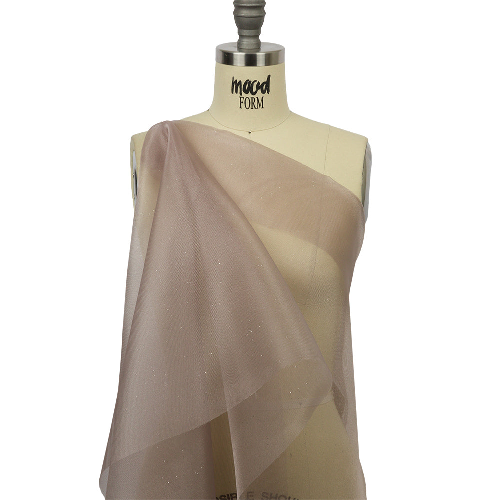 Polyester Mesh Organza with Silver Glitter - Stone - Starlight Collection - Joann Fabrics