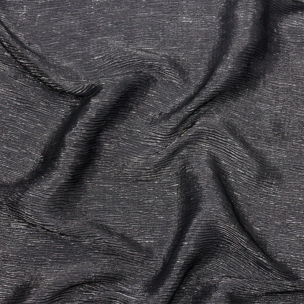 Polyester Chiffon Plisse with All-Over Foil - Black and Silver - Honey Collection - Joann Fabrics