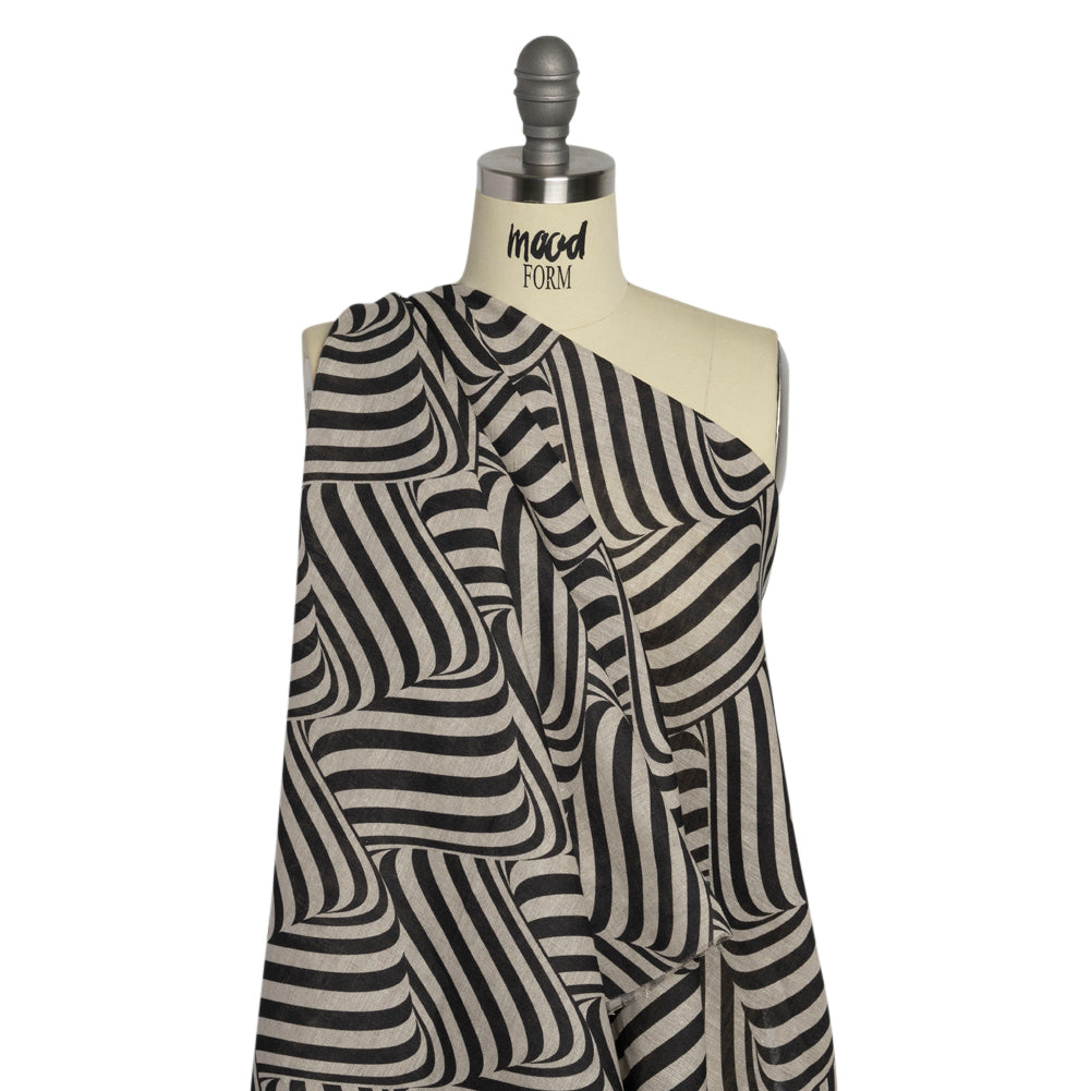 Black and Beige Swirling Stripes Lightweight Linen Woven - Joann Fabrics