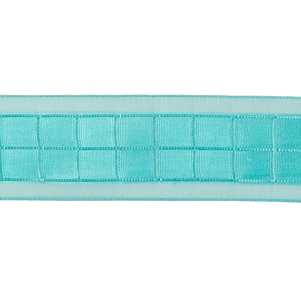 Turquoise Squares and Sheer Borders Ribbon - 1