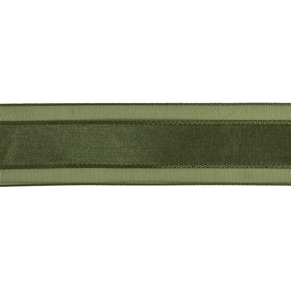 Cypress Woven Ribbon with Sheer Organza Borders - 1