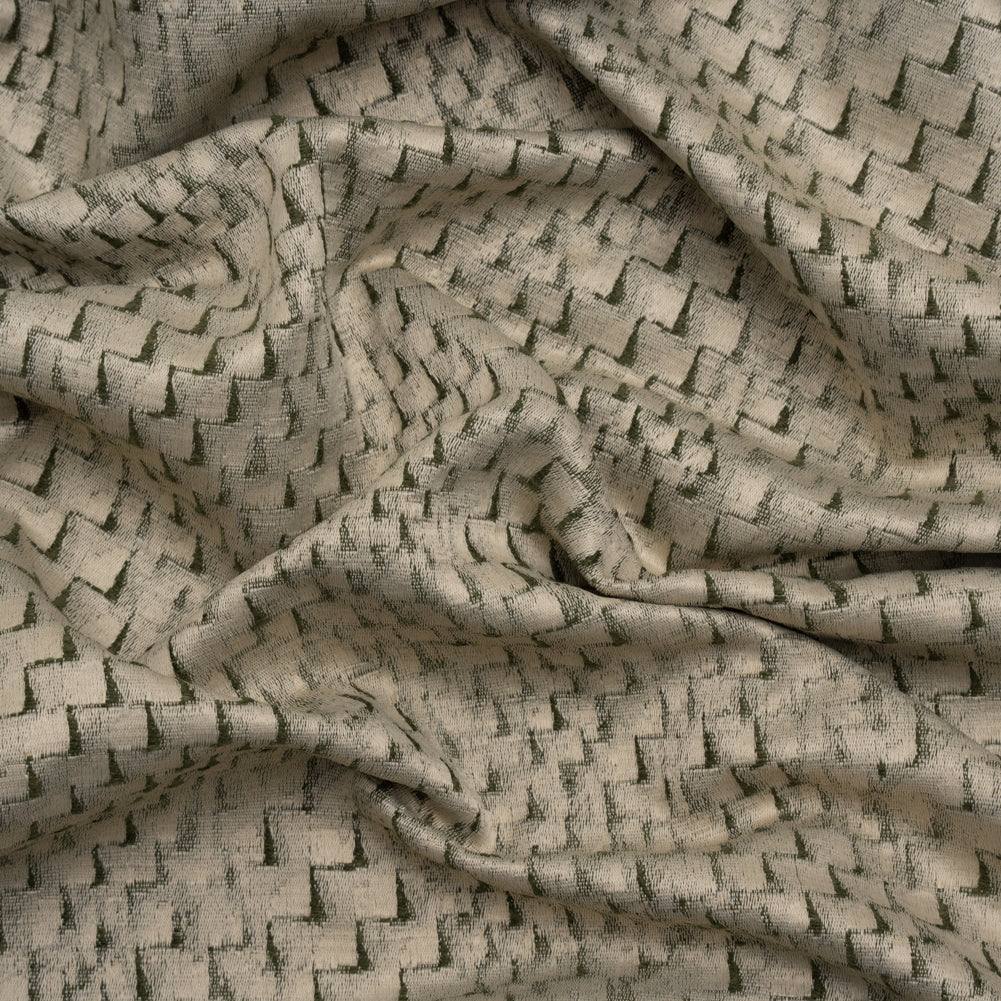 Stairstep Zig Zags Recycled Polyester and Cotton Drapery Jacquard - Spruce - British Imported - Joann Fabrics