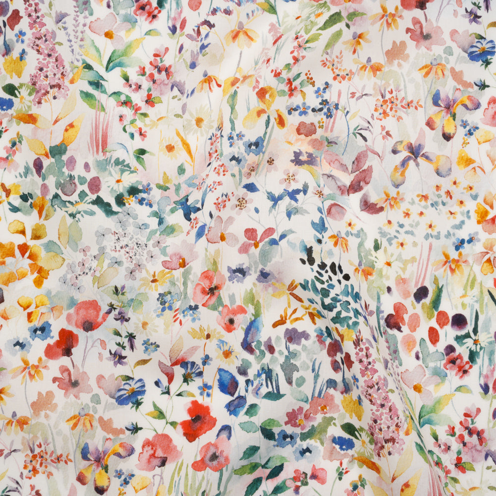 Liberty Fabrics Tana Lawn® - Felda Multi Bright - Red, Blue and Yellow Watercolor Flowers - Joann Fabrics