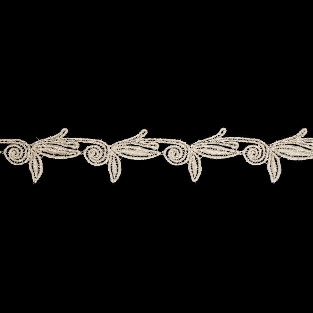 Creme Brulee Stylized Floral Venise Lace Trim - 1.5
