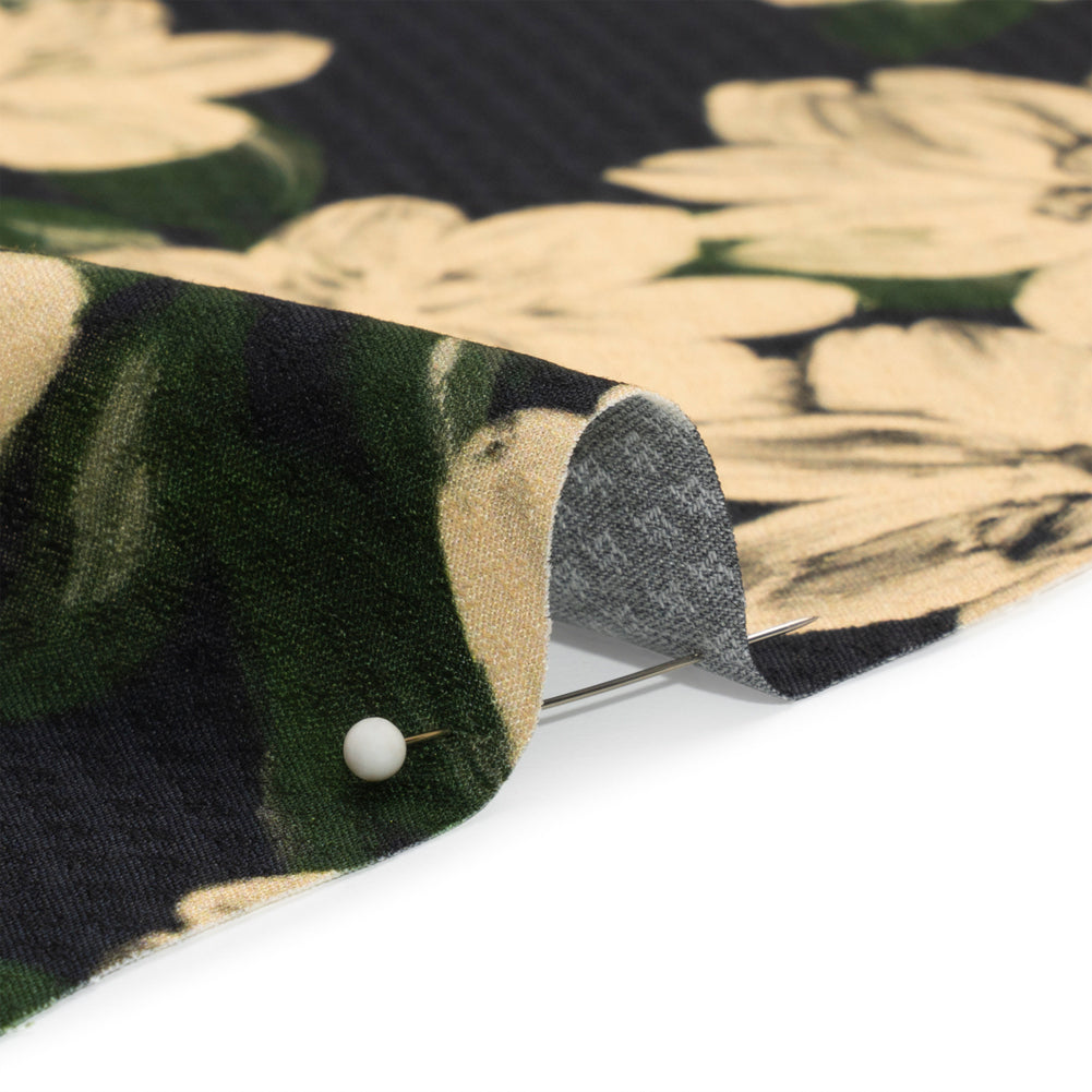 Sustainable Viscose Floral Jacquard Print - Beige and Black Floral - Mood Exclusive Midnight at Giverny - Joann Fabrics