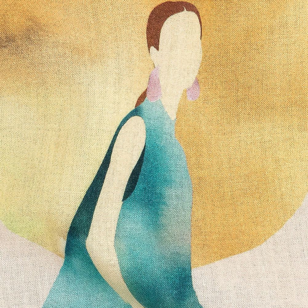 Cotton Voile - Multi Watercolor Figures and Shapes - Wayfaring Woman Print - Mood Exclusive Tumunyana Collection - Joann Fabrics