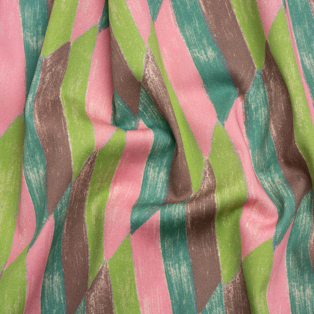 Stretch Cotton Twill Print - Green and Pink Geometric - Mood Exclusive Checkerboard Chalk - Joann Fabrics