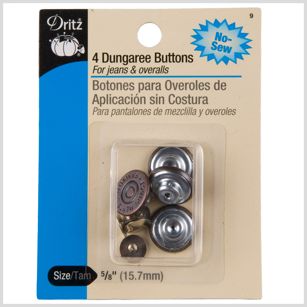 Dritz 4ct Copper Dungaree Buttons - 5/8