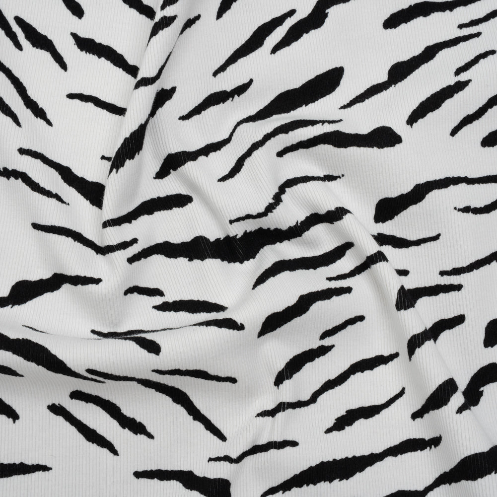 Stretch Cotton 2x2 Rib Knit Print - Black and White Zebra Stripes - Deadstock - Joann Fabrics