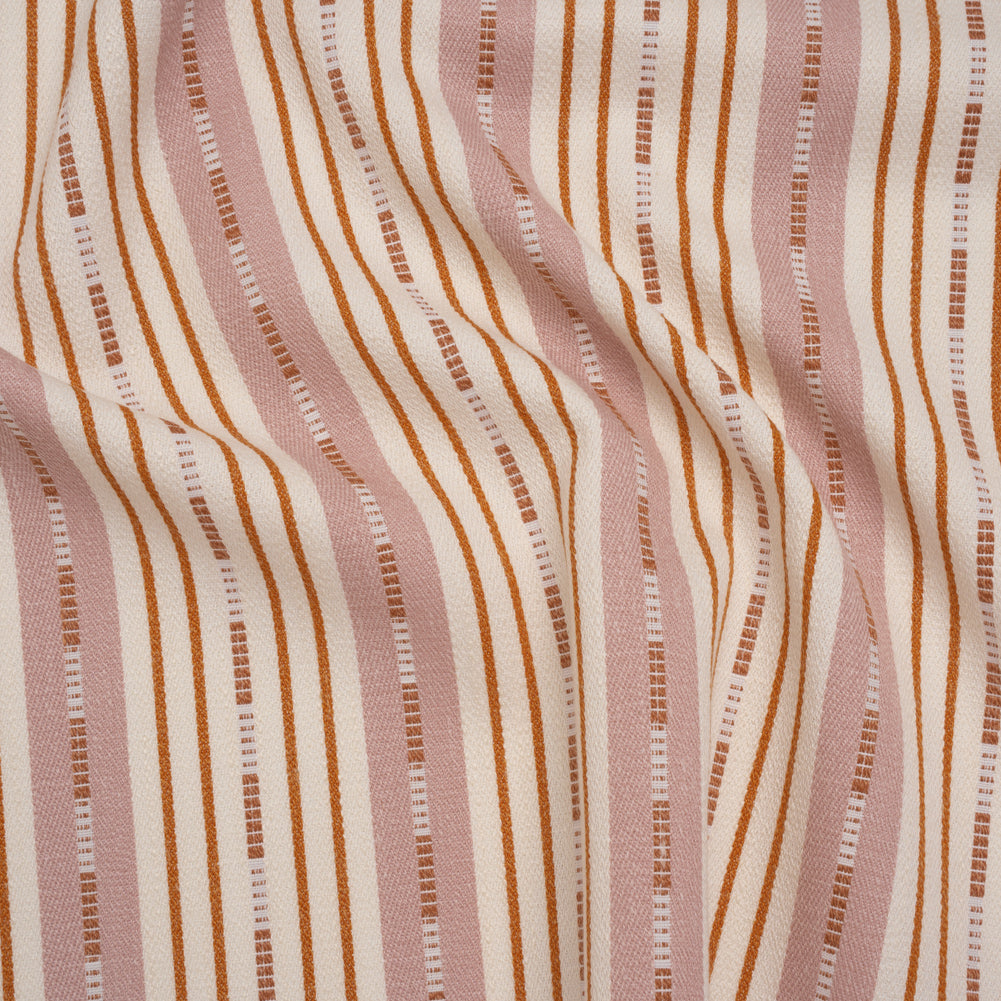 Recycled Polyester Twill Jacquard - Tangerine Stripes and Dashes - British Imported - Joann Fabrics