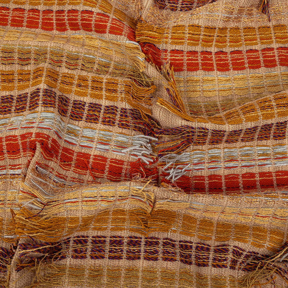 Orange, Honey Yellow and Beige Striped Fringe Novelty Woven - Joann Fabrics