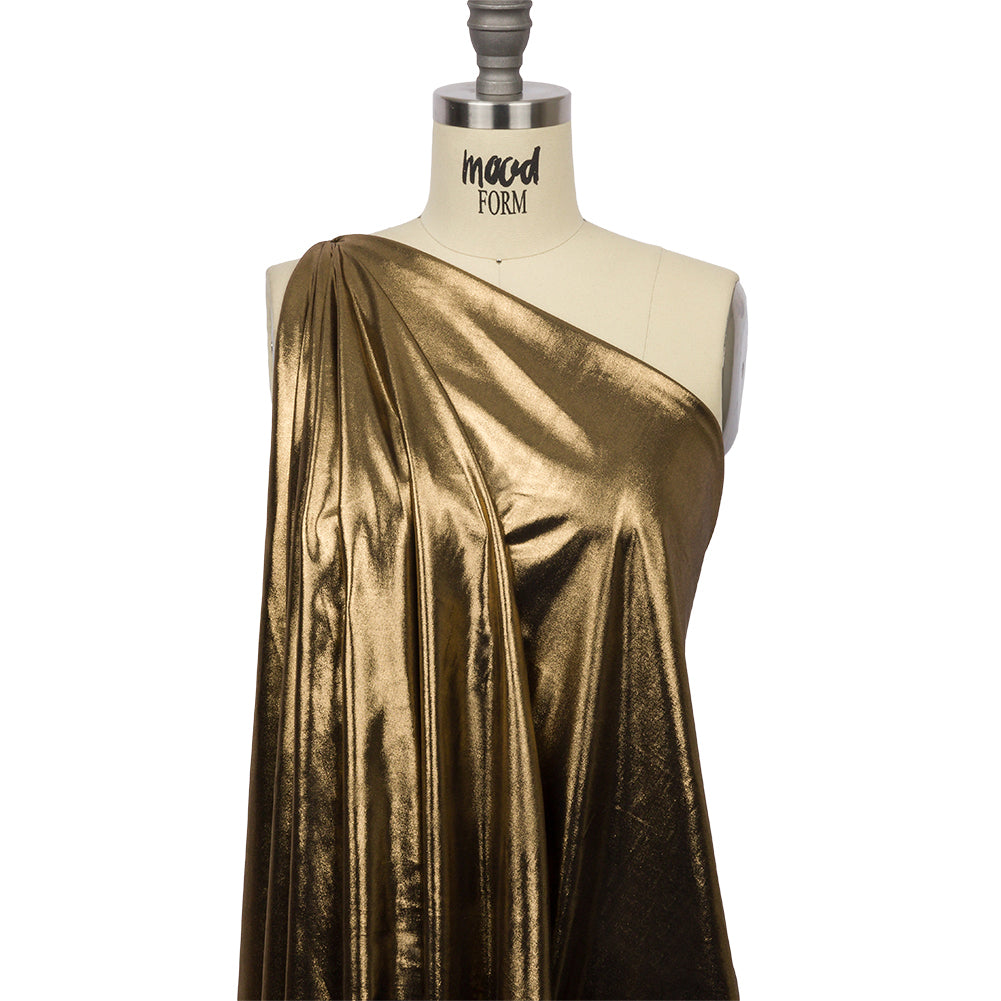 Polyester Interlock Knit with Gold Foiling - Black - Oriana Collection - Joann Fabrics