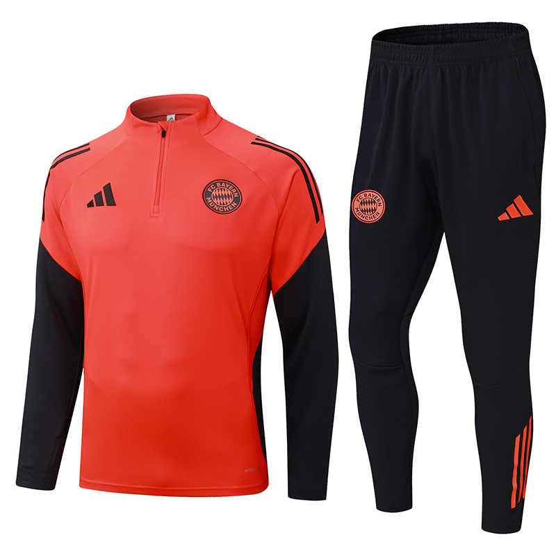 2025/2026 Bayern Munich Half-Pull Training Suit Orange Football Shirt 1:1 Thai Quality Set