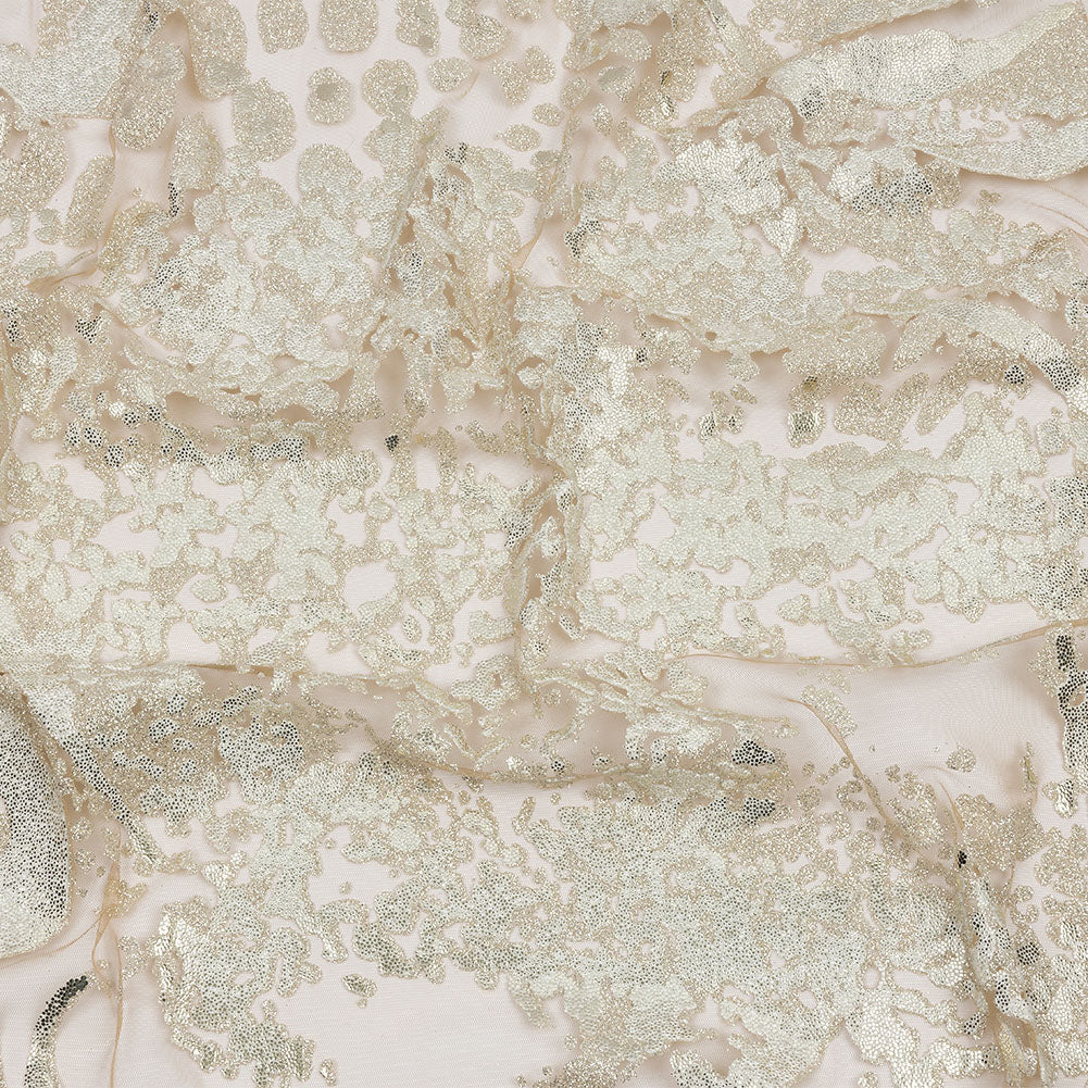 Beige and Silver Abstract Glitter Tulle - Joann Fabrics