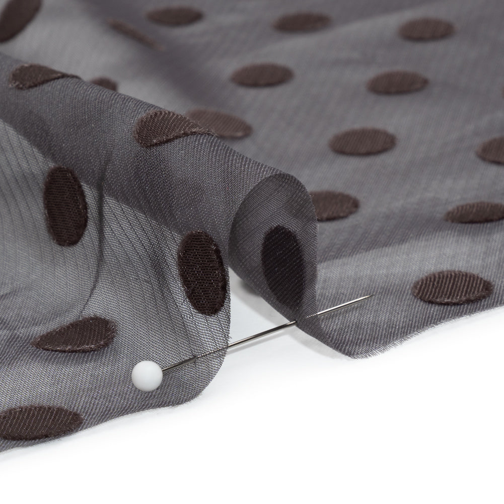 Famous Australian Designer Charcoal Satin Burnout Polka Dots Polyester Chiffon - Joann Fabrics