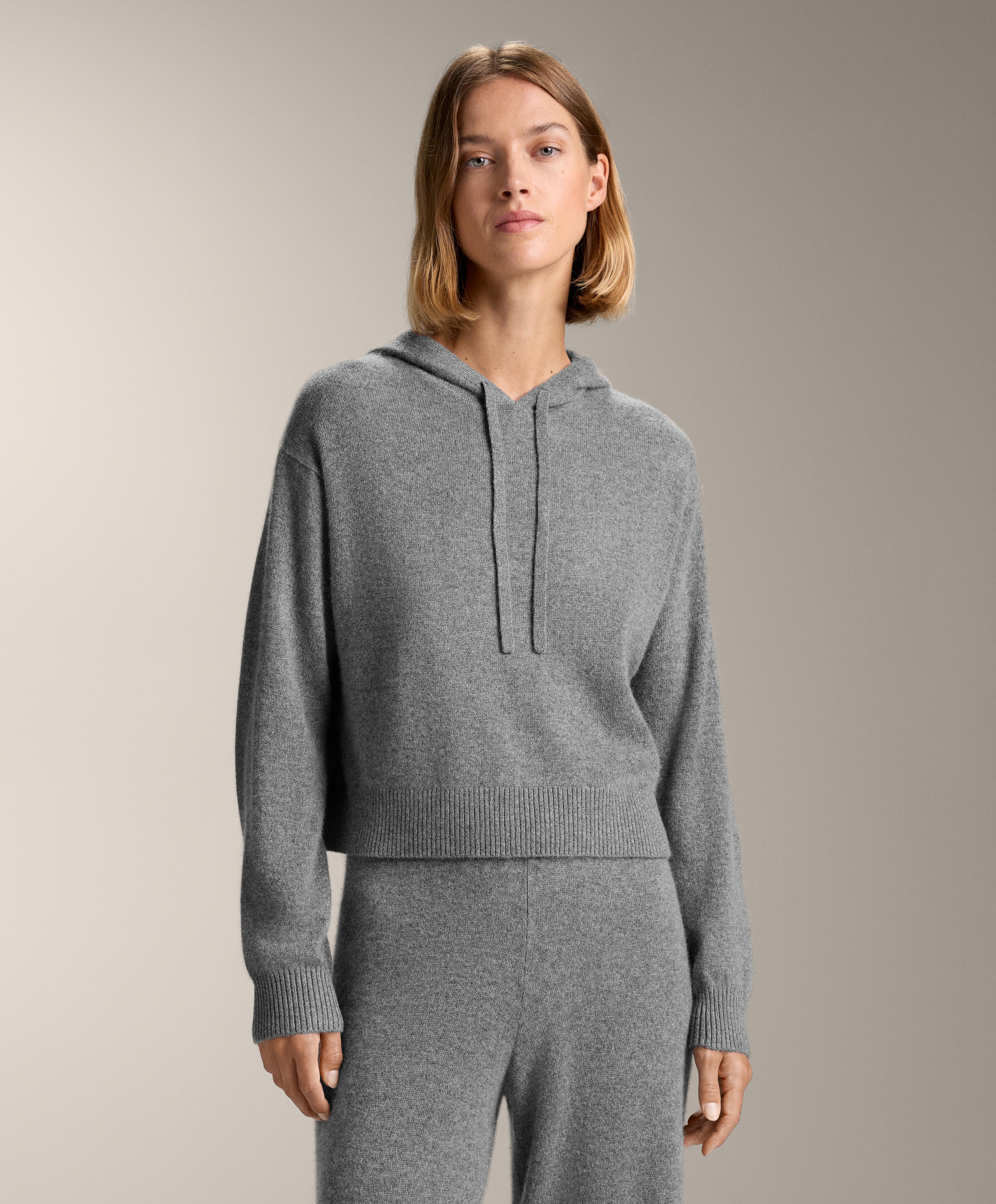 100% cashmere knit hoodie sweatshirt