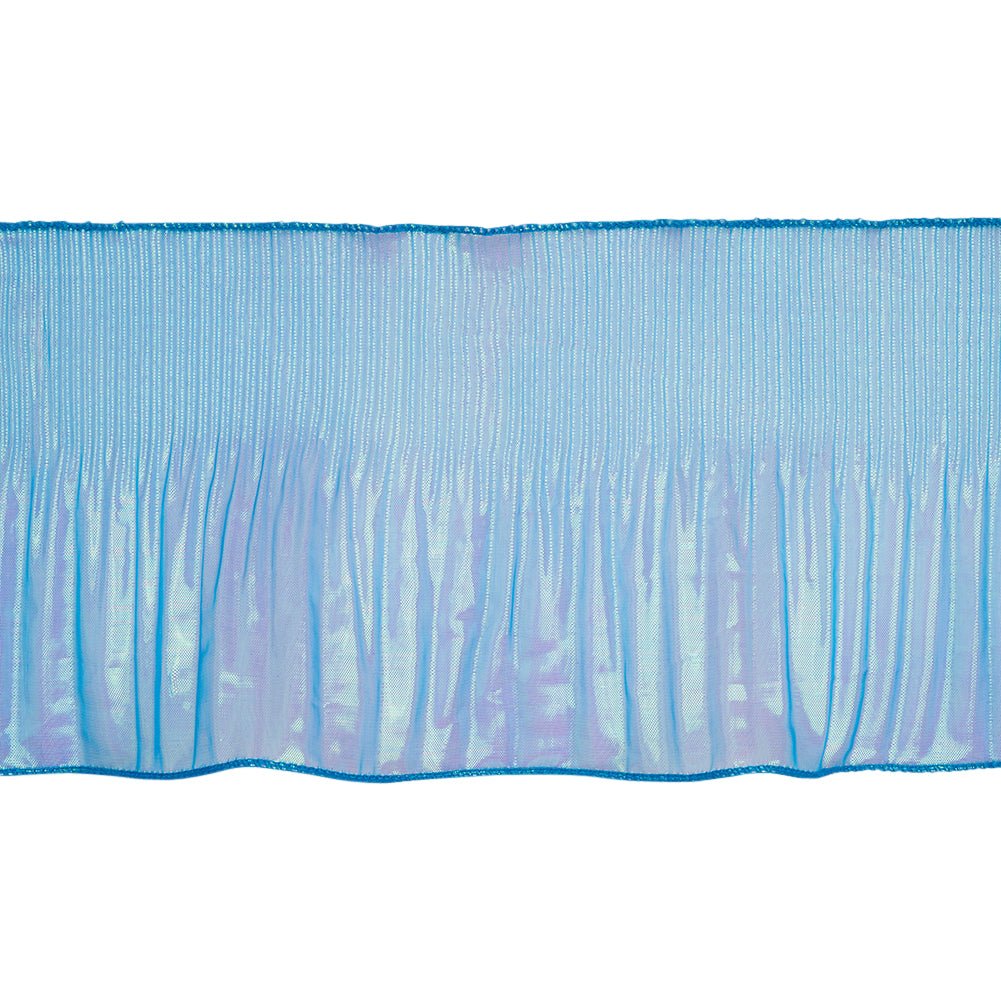 Yaya Han Pleated Ruffle Organza Trim - Mermaid Blue and Green Iridescent, 5.5