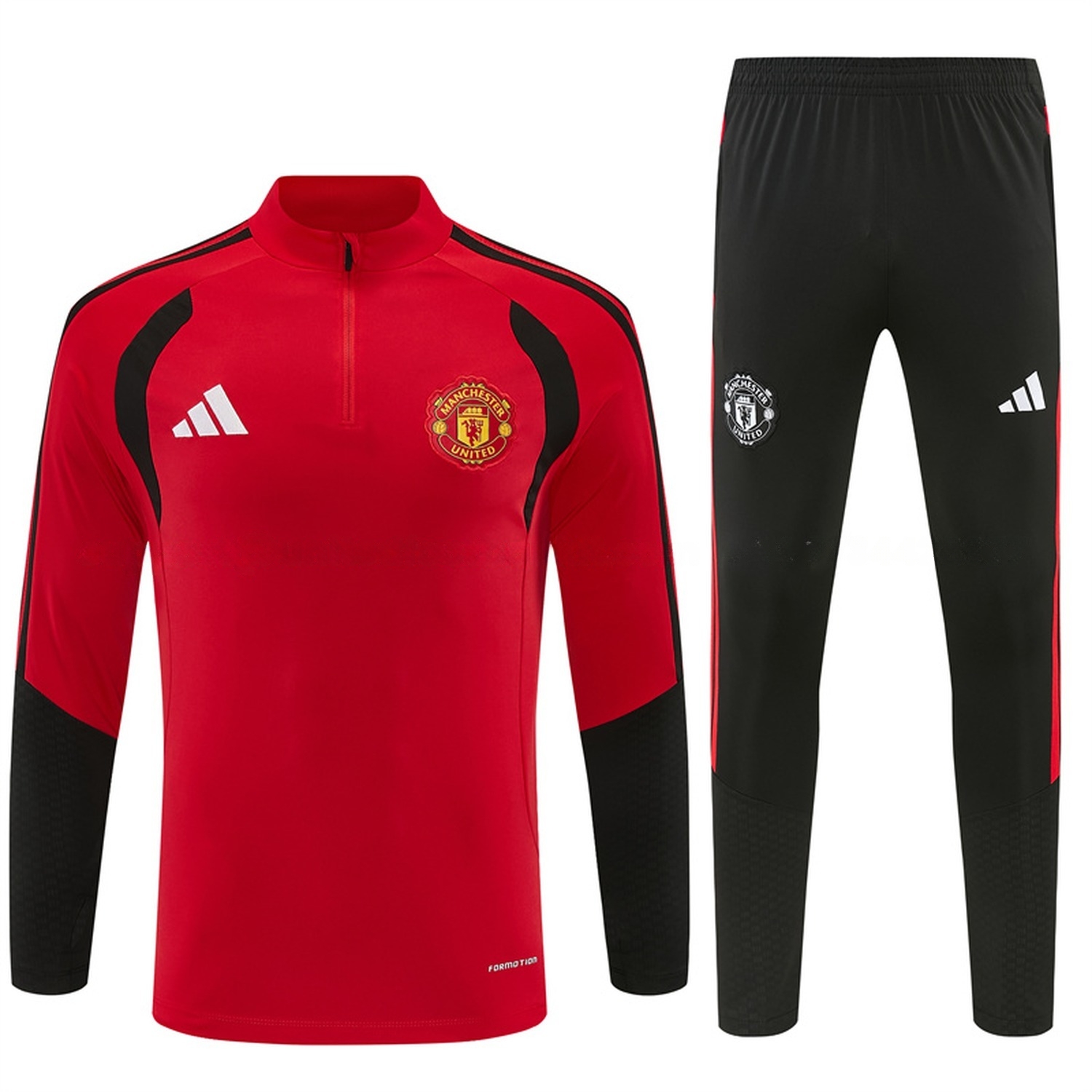Manchester United 26-27 Long Sleeve Training Set - Red Top & Black Pants - UnitedFutballJersey