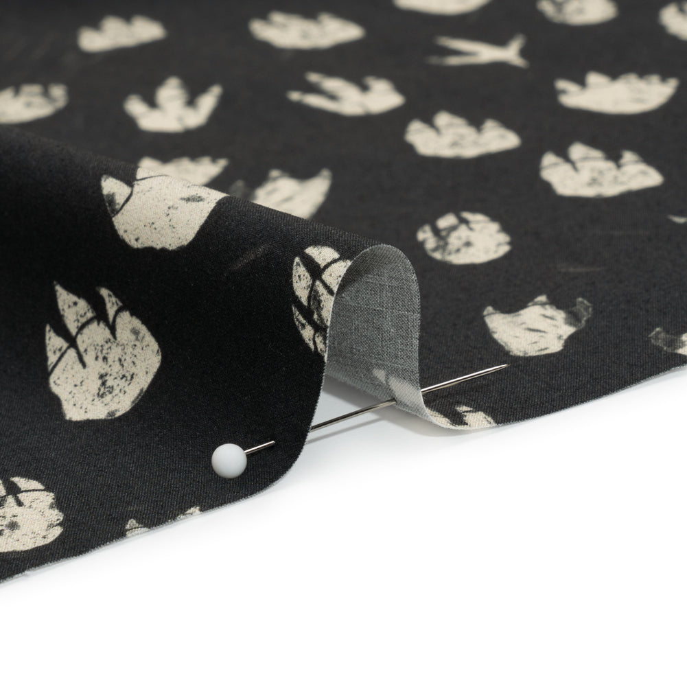 Stretch Cotton Poplin Print - Black Dinosaur Footprints - Mood Exclusive Jurassic Jubilee - Joann Fabrics