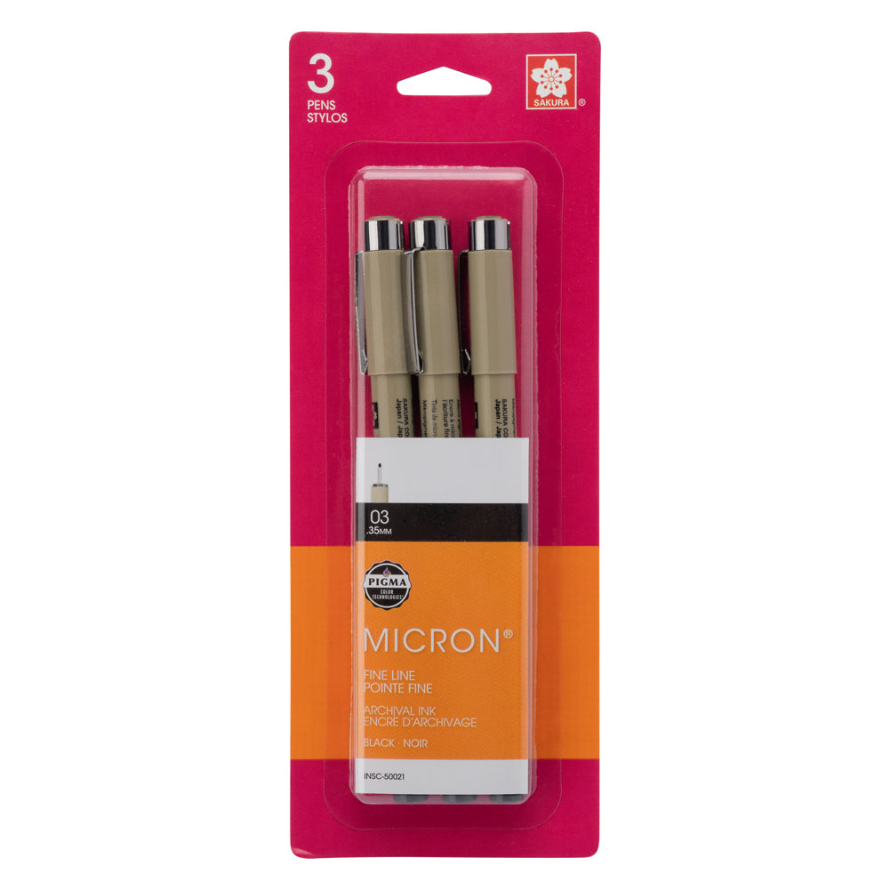 Sakura Pigma Micron Pen Set - Black, Size 03/.35mm - 3pc - Joann Fabrics