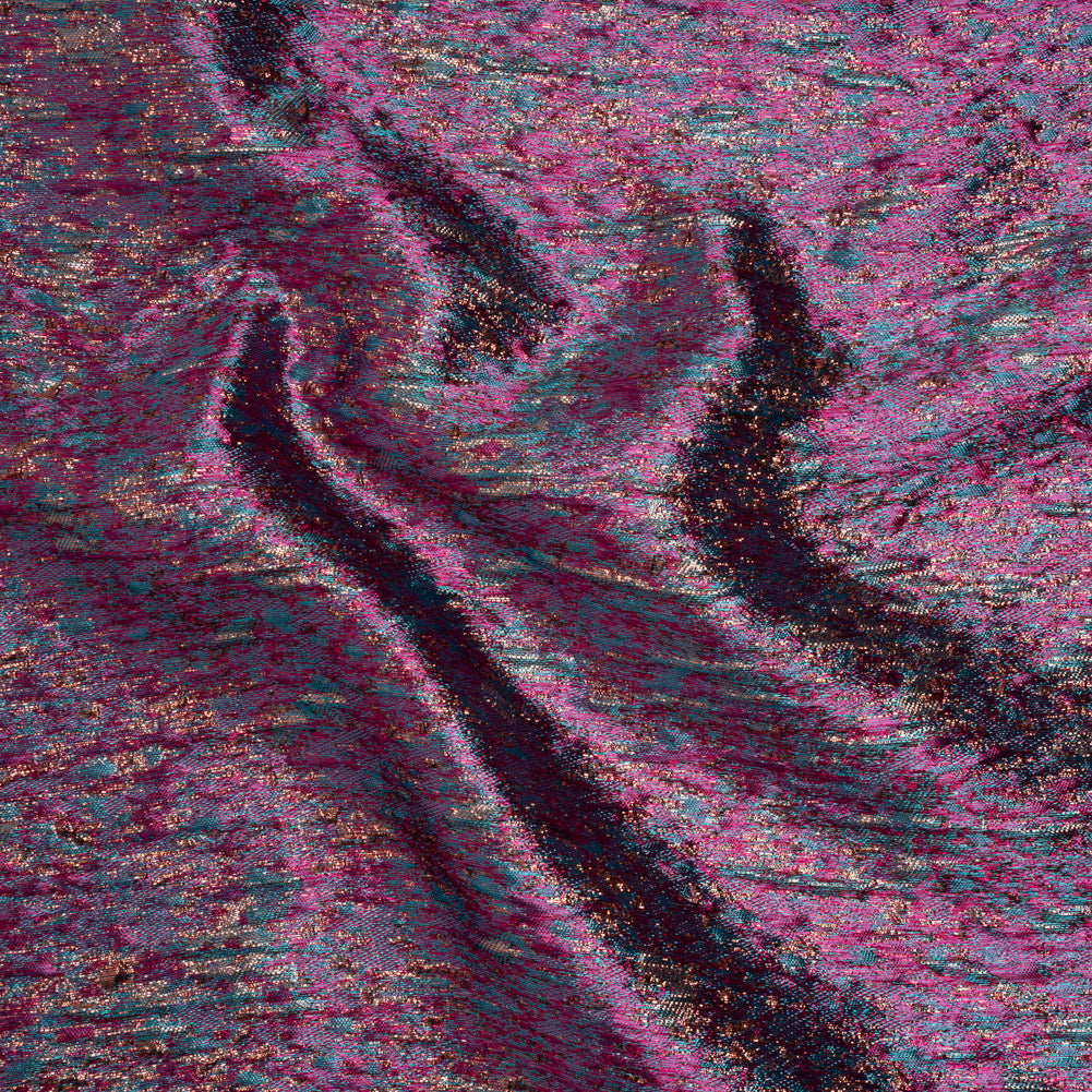 Metallic Brocade - Magenta, Turquoise and Rose Gold Mottled Abstract - Joann Fabrics