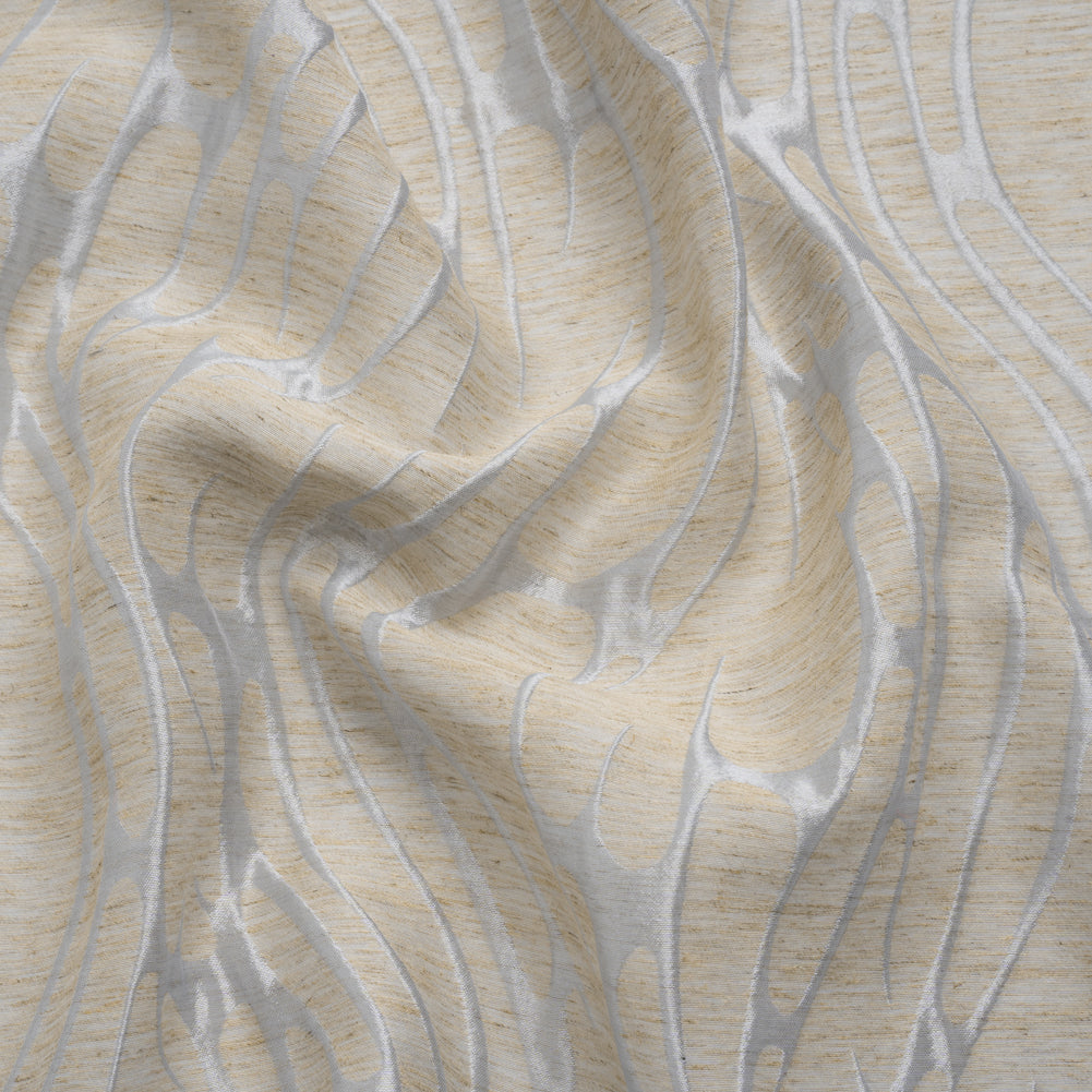 Luminous Baby Blue and Heathered Beige Ripples Lightweight Polyester and Linen Brocade - Joann Fabrics