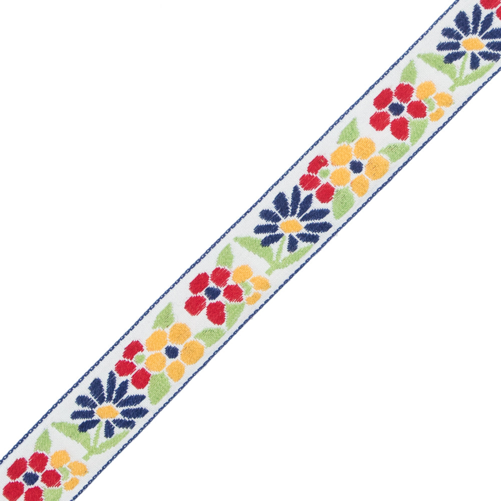 German Primary Color Floral Jacquard Ribbon - 0.75