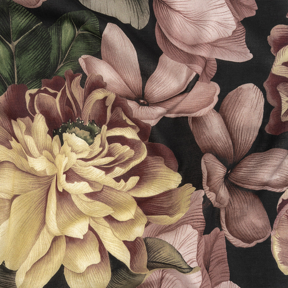 Cotton Voile - Black and Plum Floral - Vision of Romance Print - Mood Exclusive Wisteria Collection - Joann Fabrics