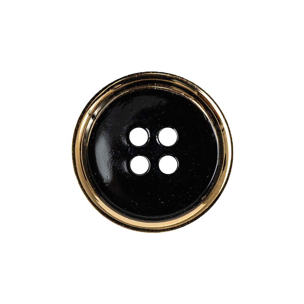 Black and Gold Edged 4-Hole Glass Button - 36L/23mm - Joann Fabrics