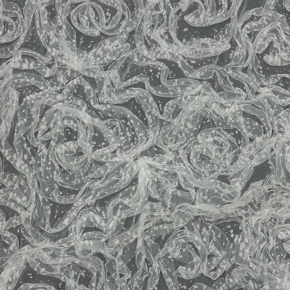 3D Fabric Roses Glitter Tulle - White - Joann Fabrics