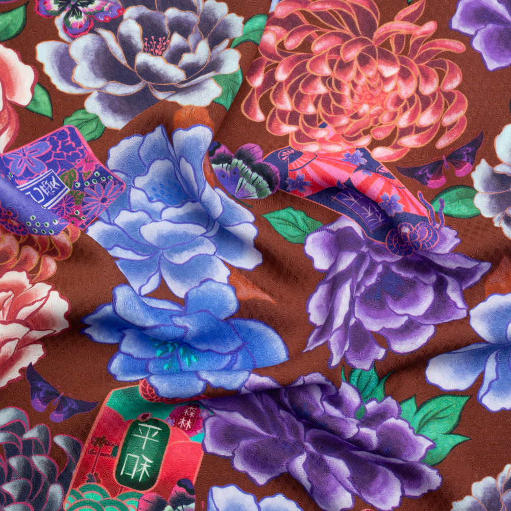 Sustainable Viscose Floral Jacquard Print - Purple, Blue and Pink Floral - Mood Exclusive Peaceful Forests - Joann Fabrics