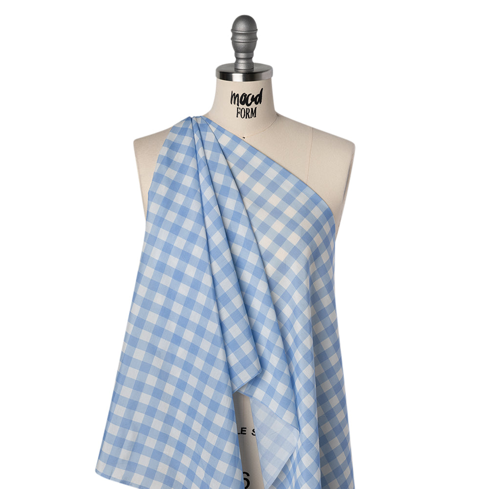 Silk and Cotton Voile - Light Blue and White Large Gingham - Deadstock - Joann Fabrics