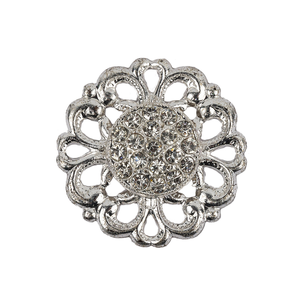 Vintage Swarovski Crystal Rhinestones and Silver Metal Open Framework Shank Button - 40L/25.5mm - Joann Fabrics