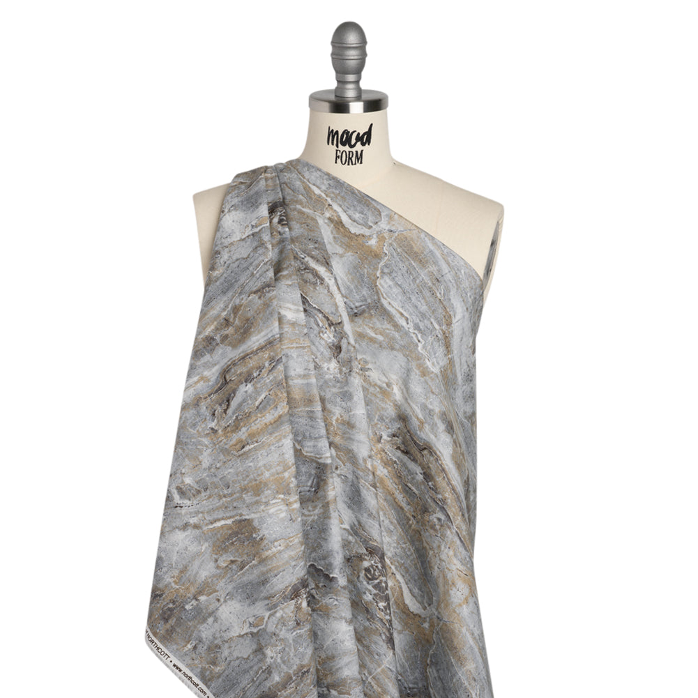 Stonehenge Quilting Cotton by Northcott - Warm Gray Marble 5 Stone Swirl - Surfaces Collection - Joann Fabrics