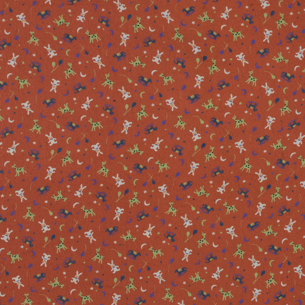 Rocking Horses, Balloons, Giraffes and more Printed on an Orange Chiffon - Joann Fabrics