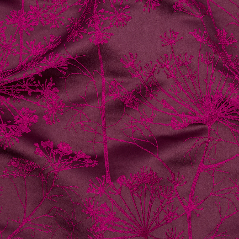 Satin-Faced Drapery Jacquard - Damson Fennel Flowers - British Imported - Joann Fabrics