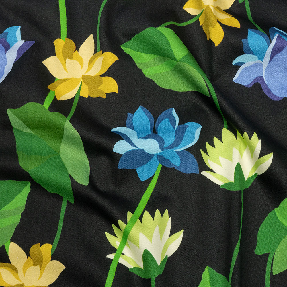 Mood Exclusive Black Highrise Blooms Stretch Cotton Sateen - Joann Fabrics