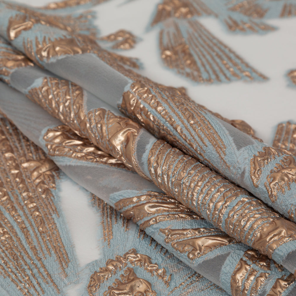 Metallic Gold and Blue Large-Scale Burnout Floral Luxury Brocade - Joann Fabrics