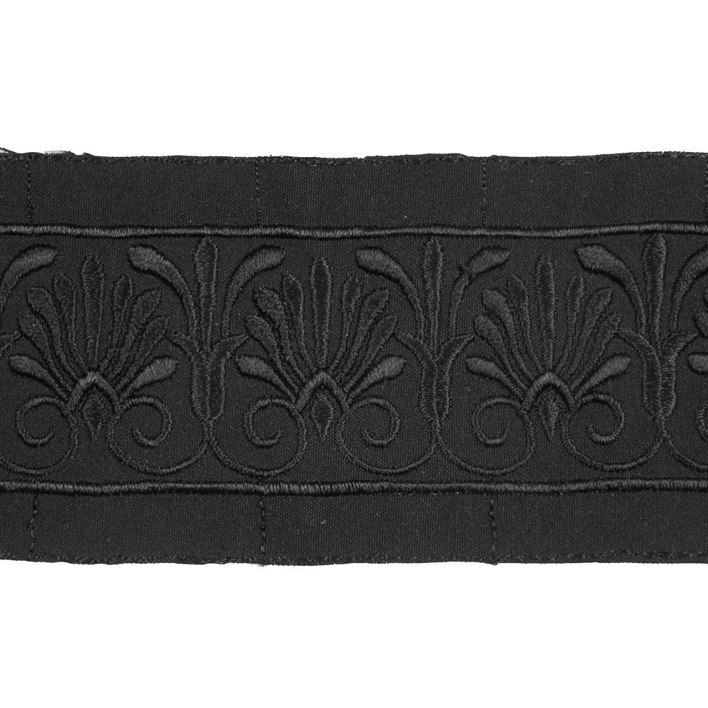 Black Classically Embroidered Trim - 2.5