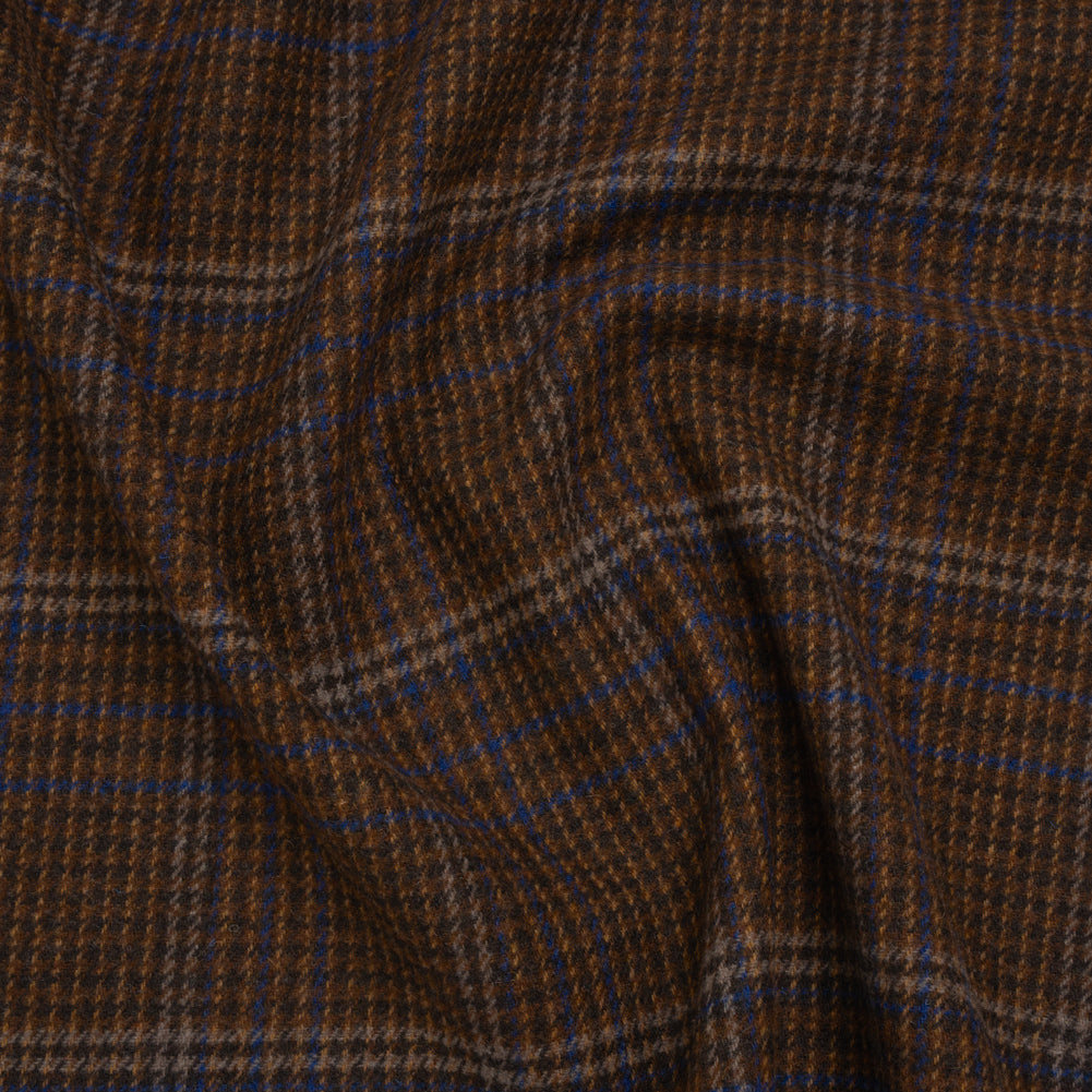 Wool Blend Tweed Twill - Brown, Cobalt Blue and Black Plaid - Joann Fabrics