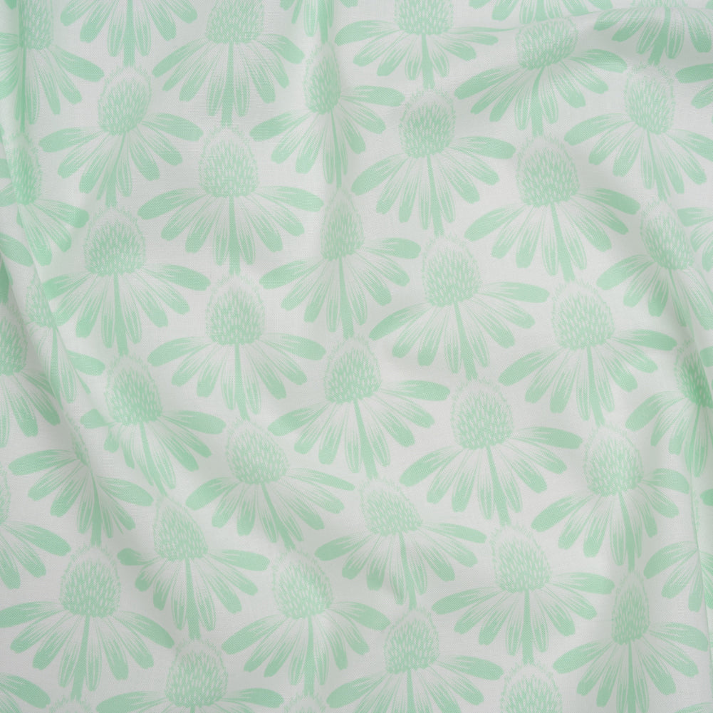 Printed Quilting Cotton by Anna Maria Textiles for Northcott - Mint Coneflower Floral - Indelible Soft Collection - Joann Fabrics