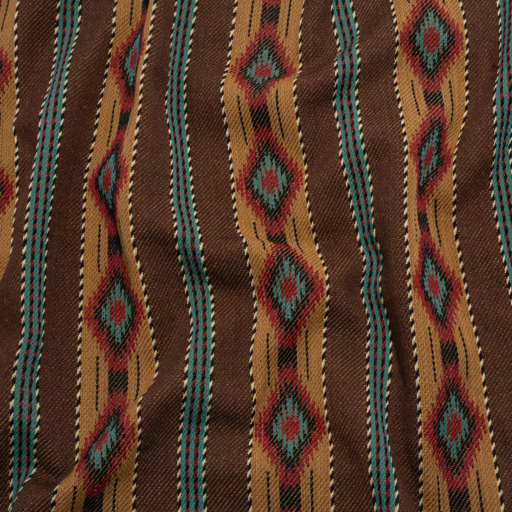 Arizona Brown, Turquoise and Red Diamond Bands Striped Cotton Twill - Joann Fabrics